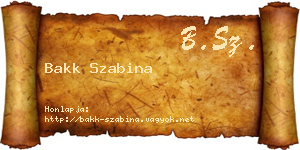 Bakk Szabina névjegykártya